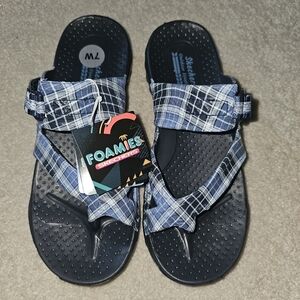 Skechers Foamies Navy Plaid Sandals